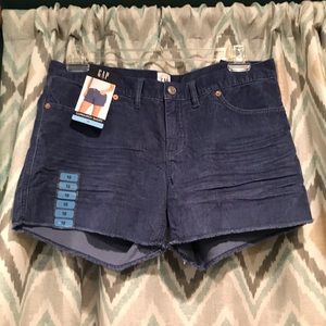 Brand New GAP Womans Blue Corduroy Shorts Pockets Zipper Button Closure Size 10